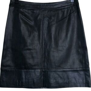 Halogen Black Perforated Leather Skirt Sz 0